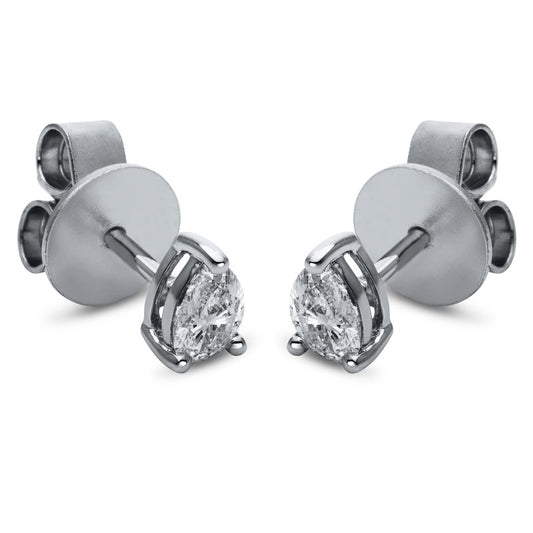 Ear studs 3 prongs 18 kt white gold