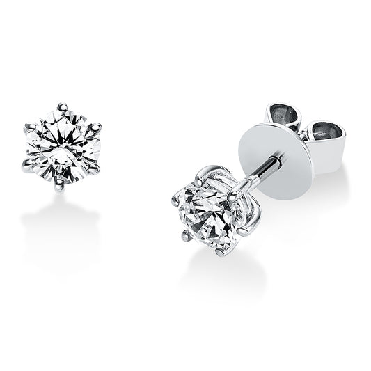 Ear studs 6 prongs 18 kt WG, GIA5393982285 + GIA240610955