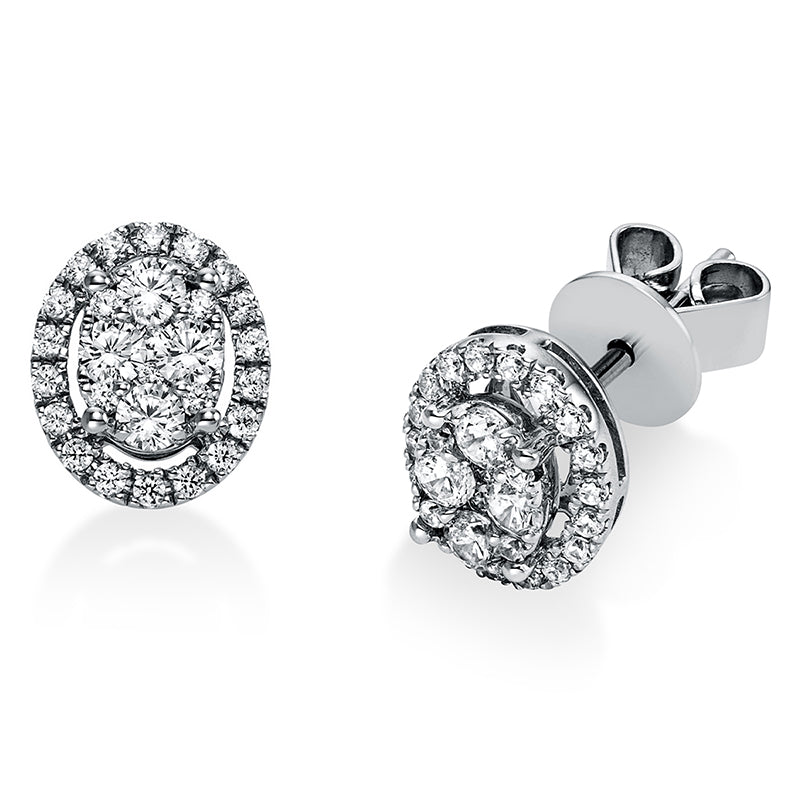 Ear studs 950 Pt platinum oval