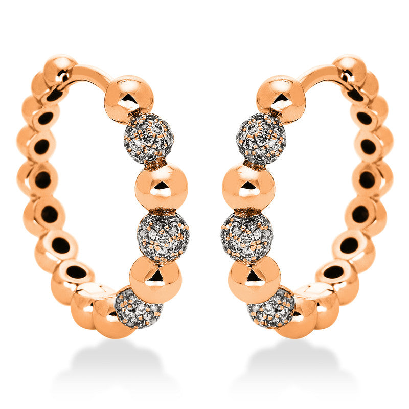 Hoop earrings 18 kt RG circle, ball