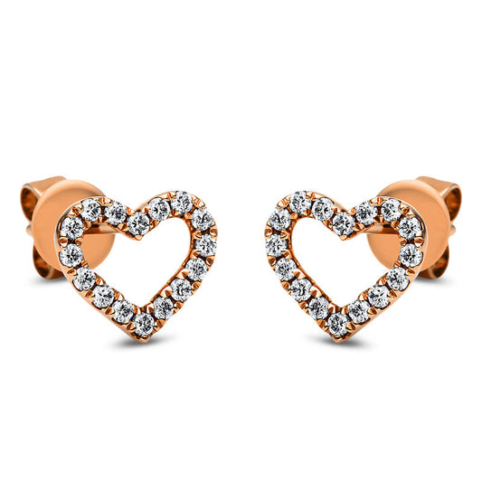 Ear studs 14 kt RG heart