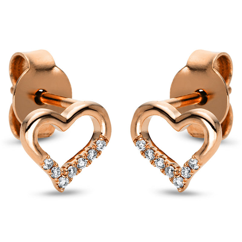 Ear studs 18 kt RG heart