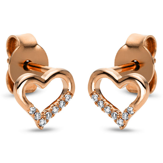 Ear studs 18 kt RG heart