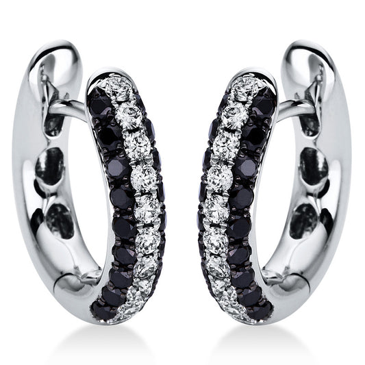 18kt WG hoop earrings, black rhodium plated setting