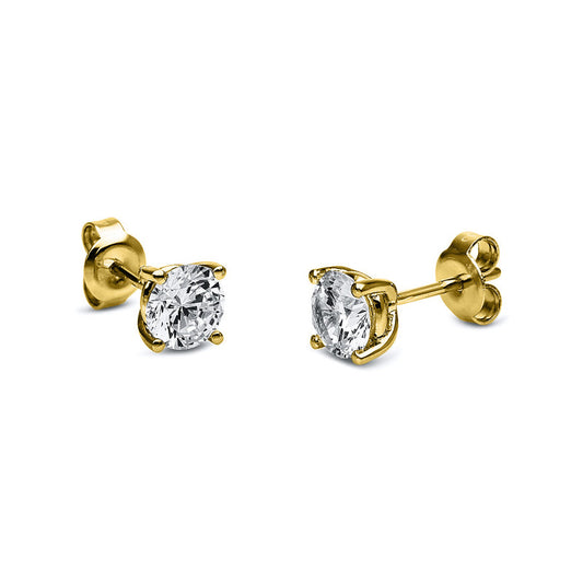 Ear studs 4 prongs 18 kt gold, GIA6415852828+GIA1447118315