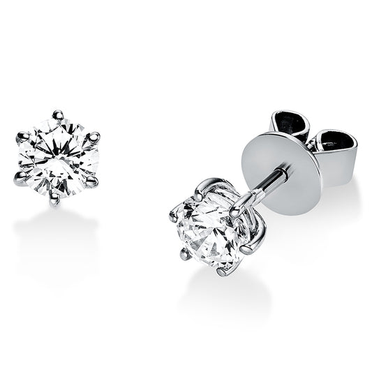 Ear studs 6 prongs 18 kt WG, GIA1395677268 + GIA739664875