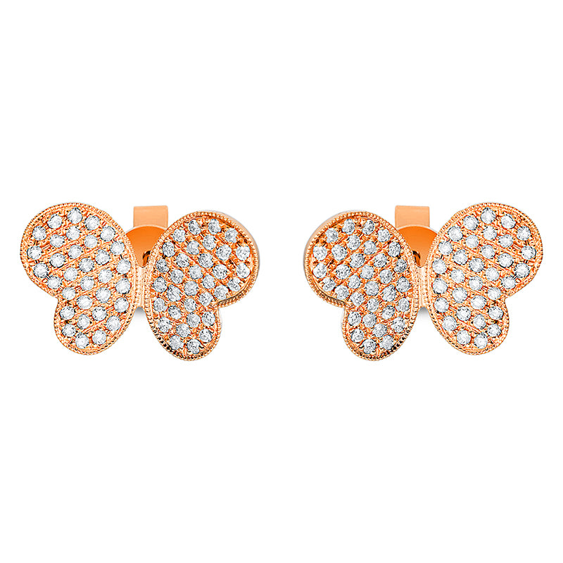 18 kt rose gold butterfly earrings