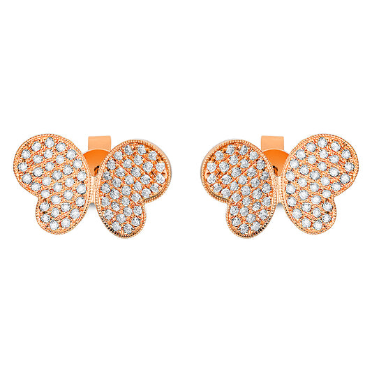 18 kt rose gold butterfly earrings