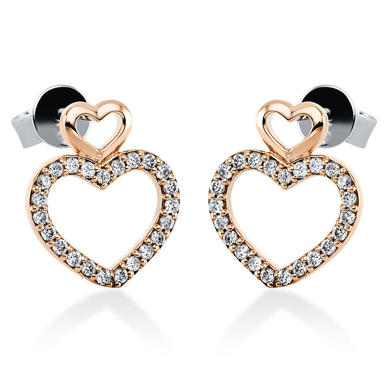 Ear studs 14 kt RG heart