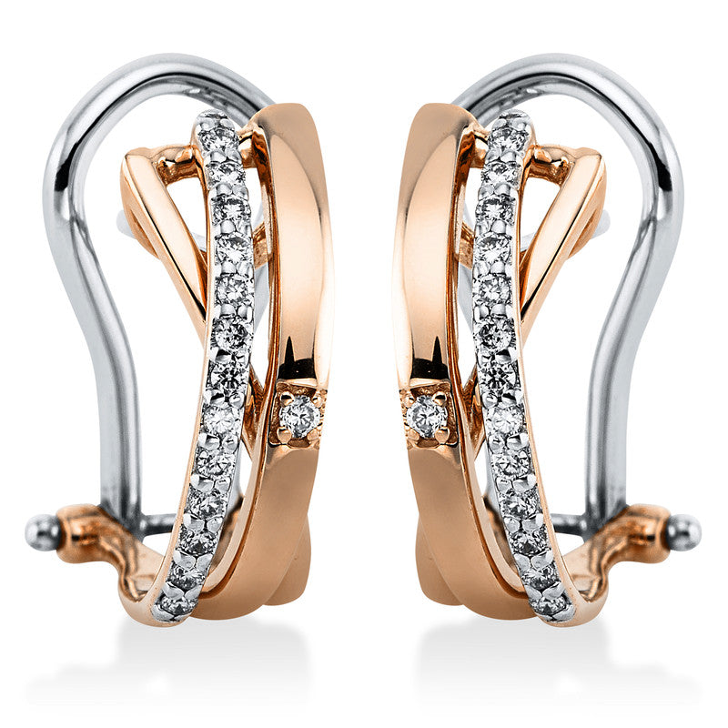 Hoop earrings 14 kt RG+WG