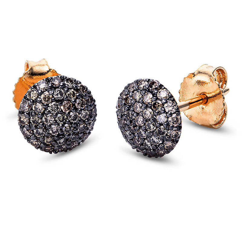 Earrings 18 kt RG, setting partly black rhodium-plated