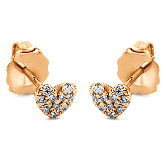 Ear studs 18 kt RG heart