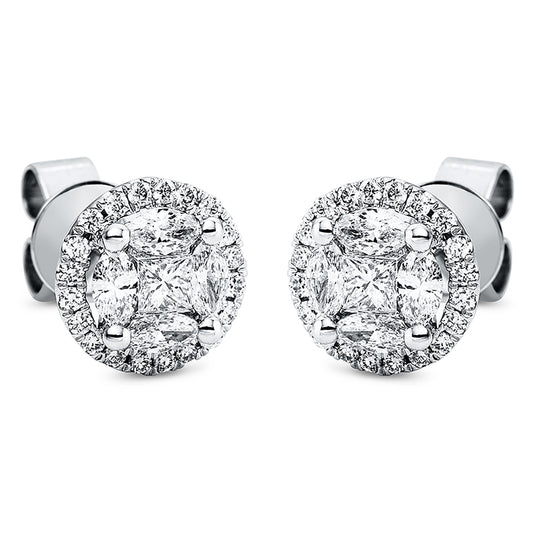 Ear studs 4 prongs 18 kt white gold