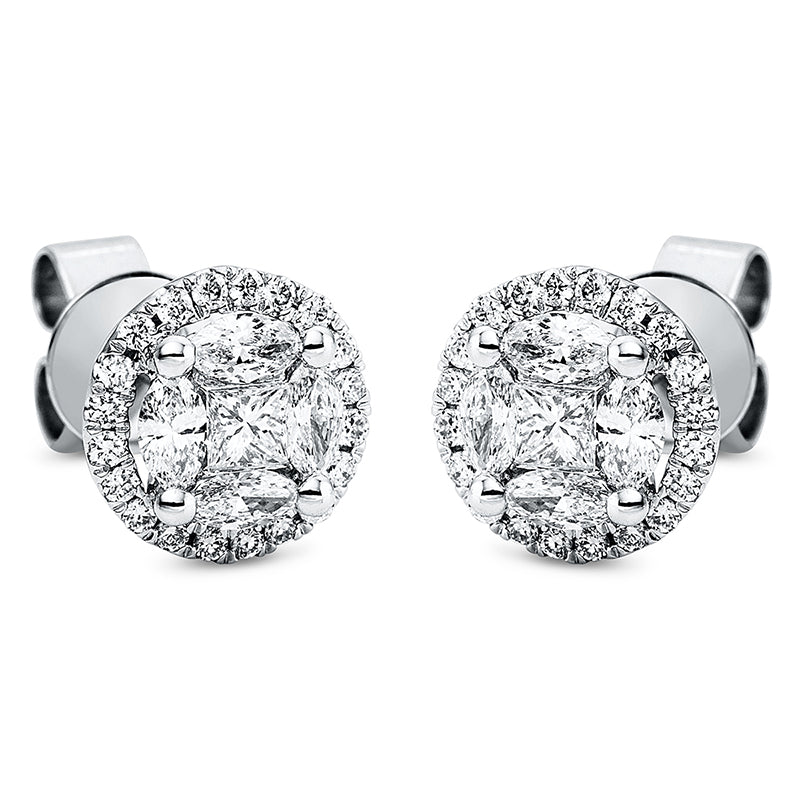 Ear studs 4 prongs 18 kt white gold