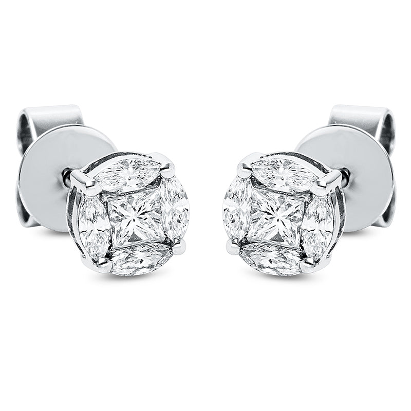 Ear studs 4 prongs 18 kt white gold