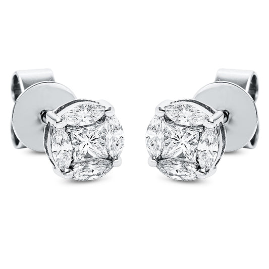 Ear studs 4 prongs 18 kt white gold