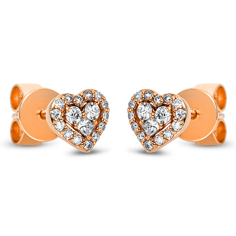 Ear studs 18 kt RG heart