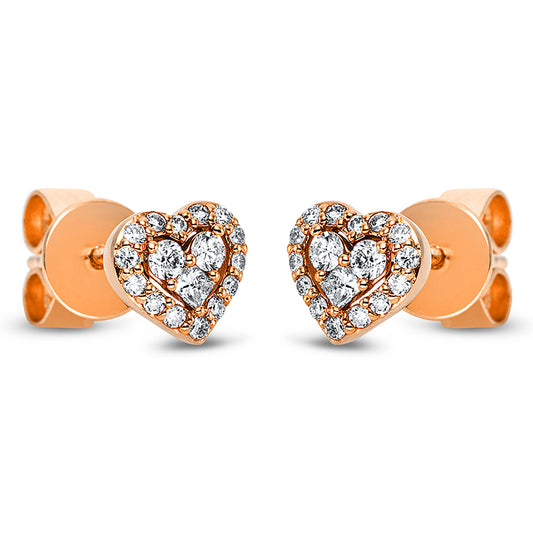 Ear studs 18 kt RG heart