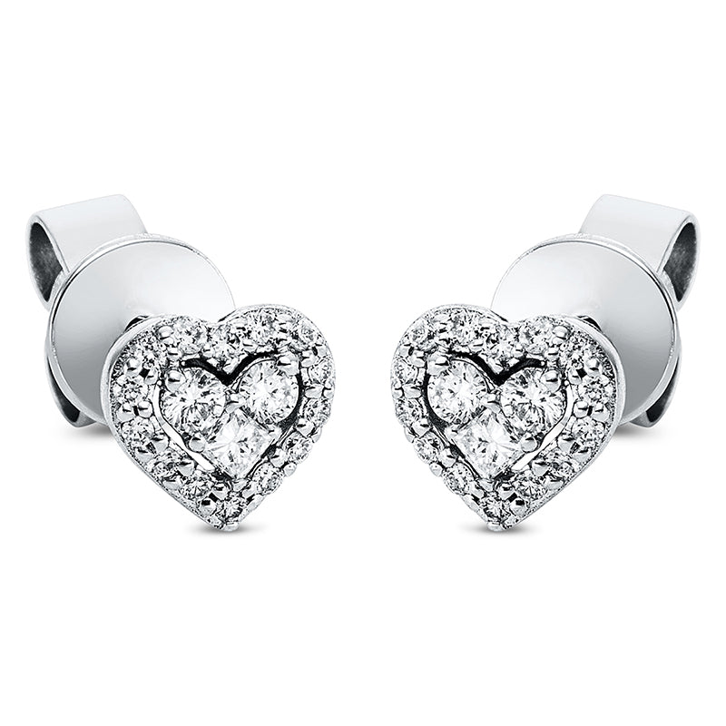 Ear studs 18 kt WG heart