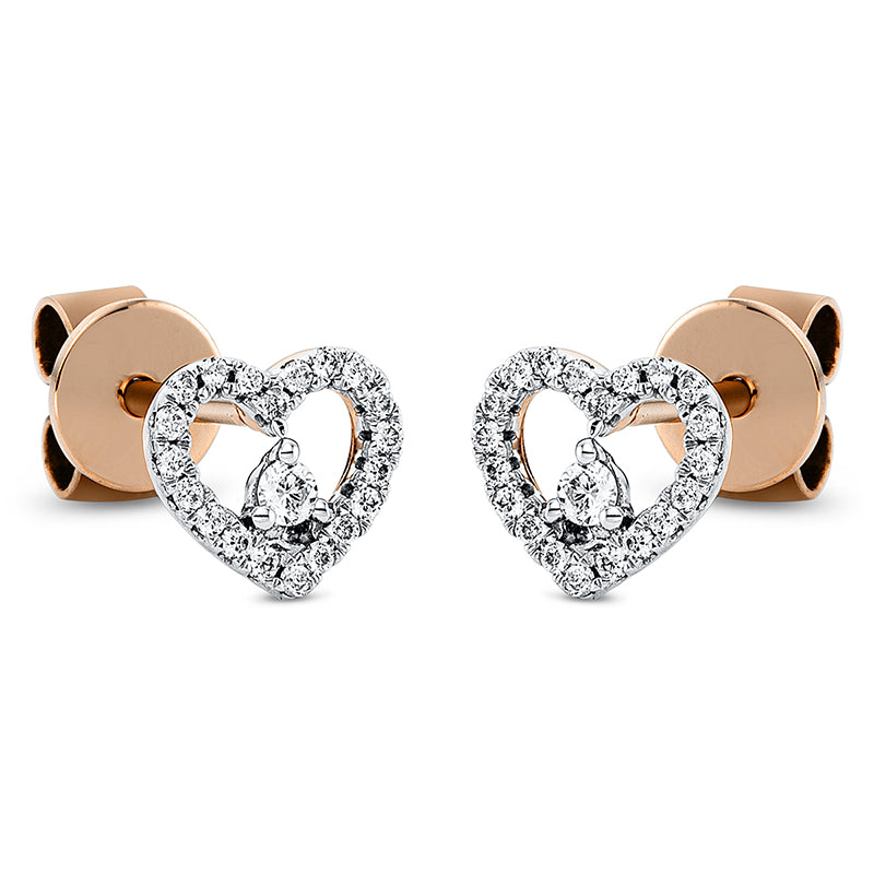 Ear studs 18 kt RG heart