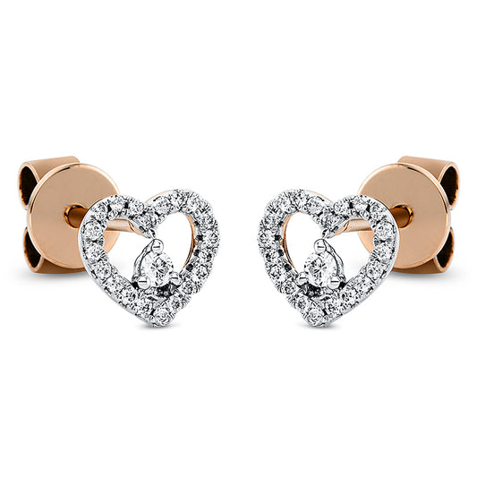 Ear studs 18 kt RG heart