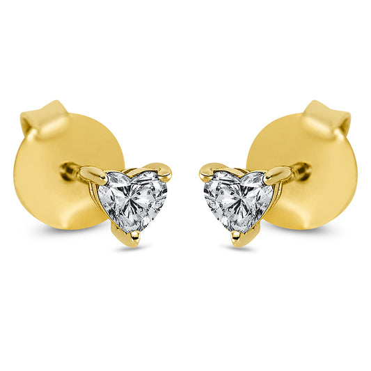 Ear studs 3 prongs 18 kt gold heart