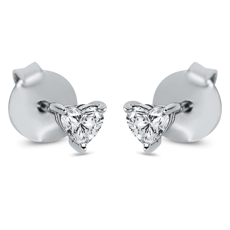 Ear studs 3 prongs 18 kt WG heart