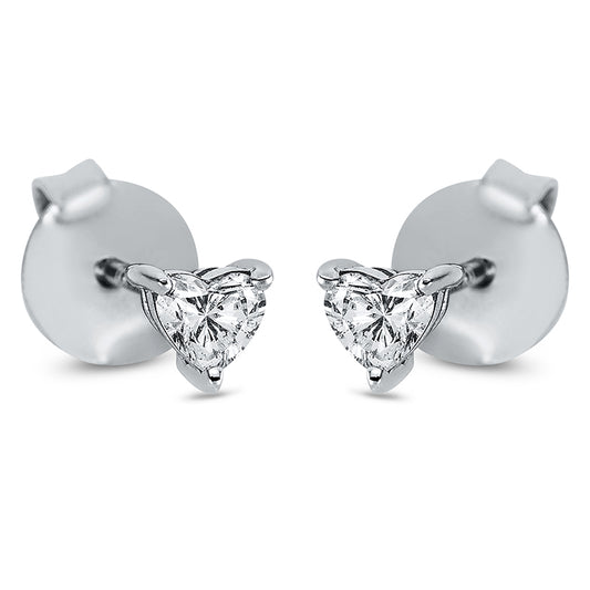 Ear studs 3 prongs 18 kt WG heart