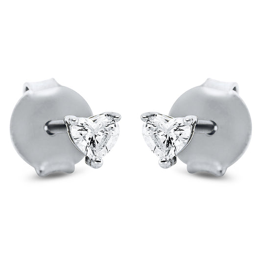 Ear studs 3 prongs 18 kt WG heart