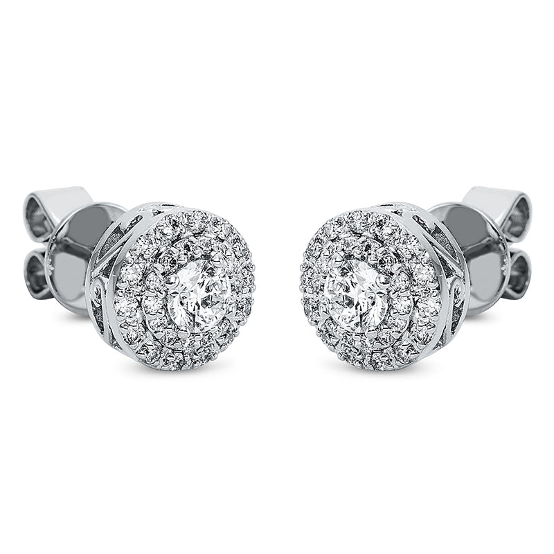 Ear studs 4 prongs 18 kt white gold