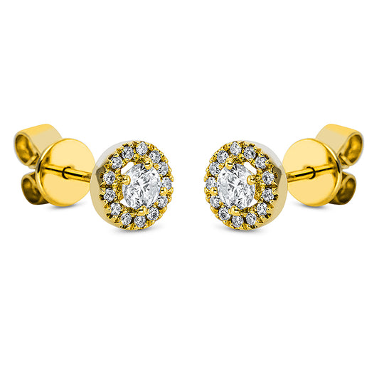 Ear studs 4 prongs 18 kt gold