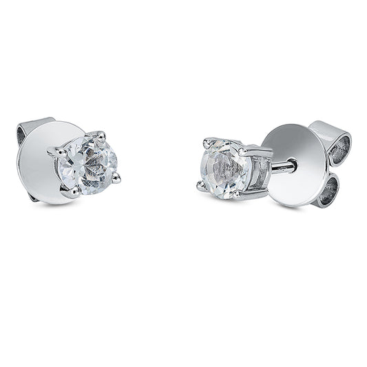 Ear studs 4 prongs 18 kt white gold