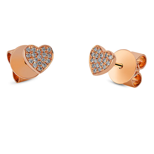 Ear studs 18 kt RG heart