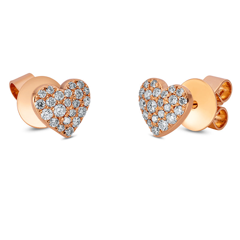 Ear studs 18 kt RG heart