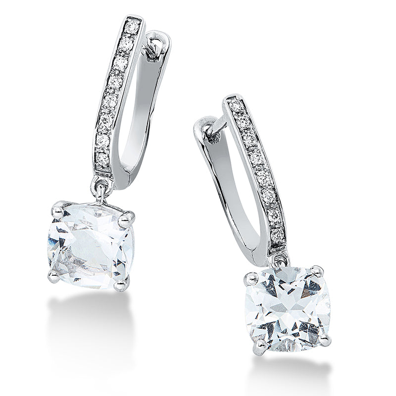 Earrings 4 prongs 18 kt white gold