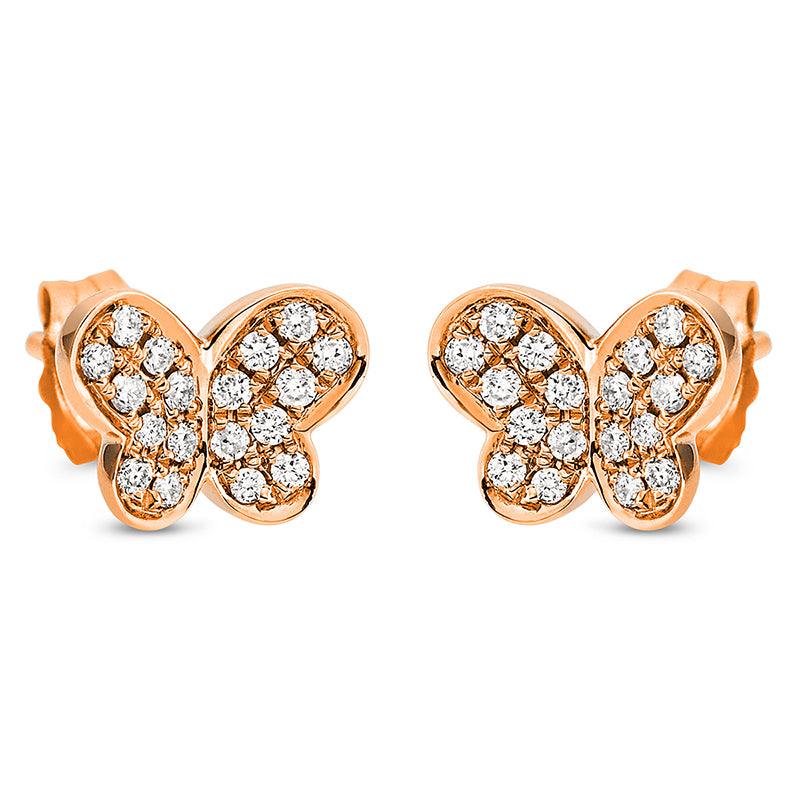 Ear studs 18 kt rose gold butterfly