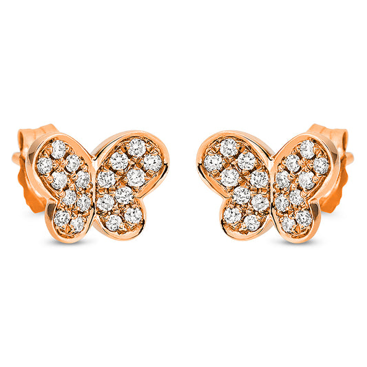 Ear studs 18 kt rose gold butterfly