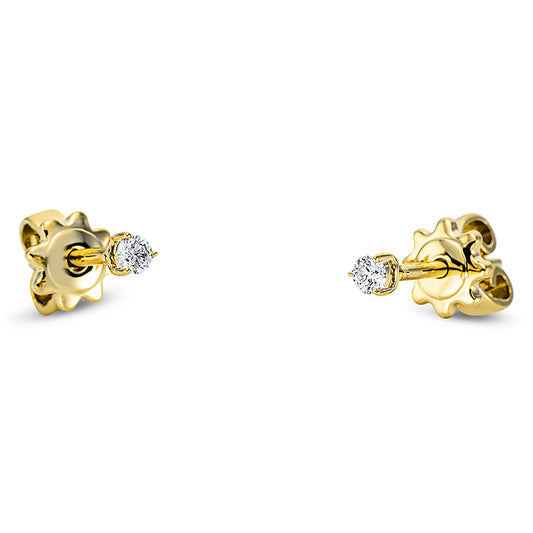 Ear studs 3 prongs 18 kt gold