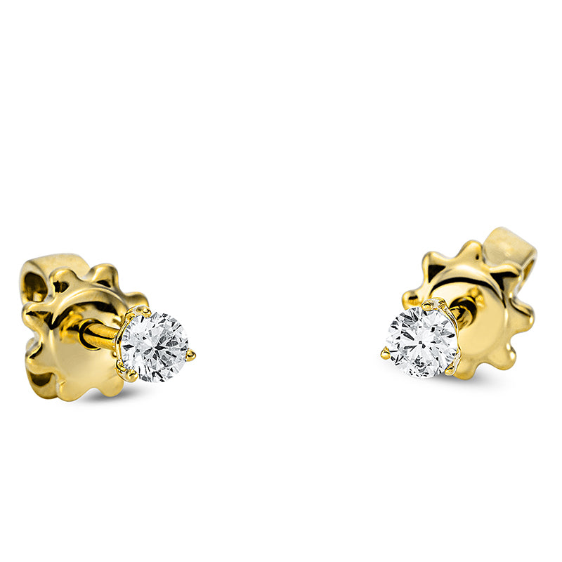 Ear studs 3 prongs 18 kt gold