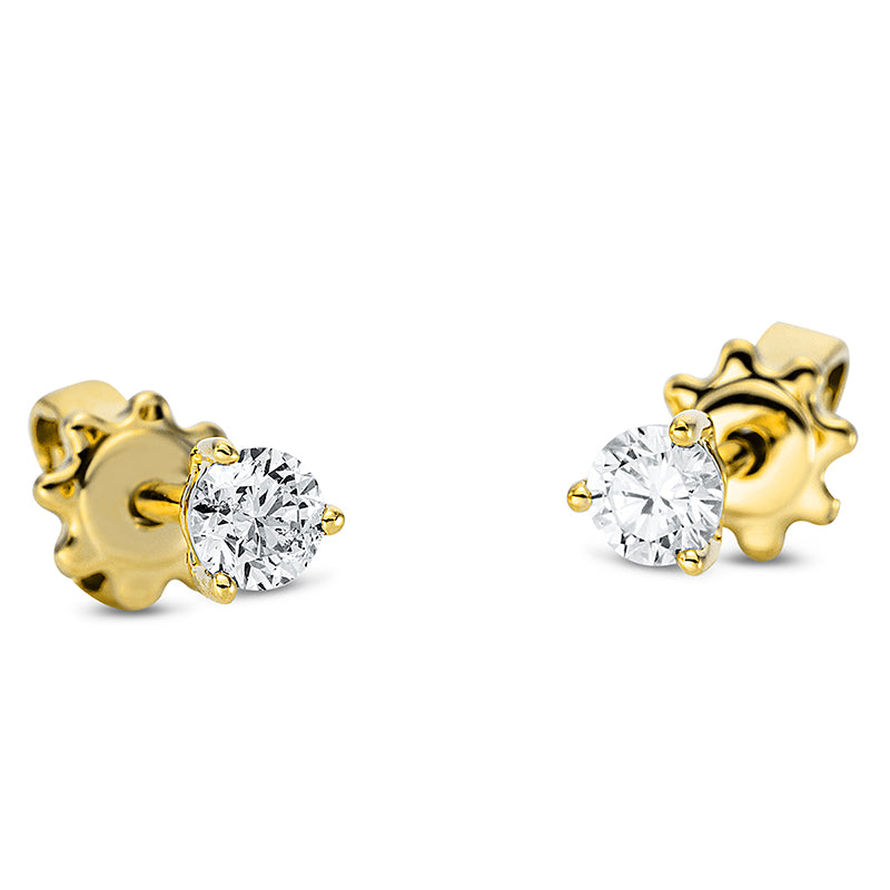 Ear studs 3 prongs 18 kt gold