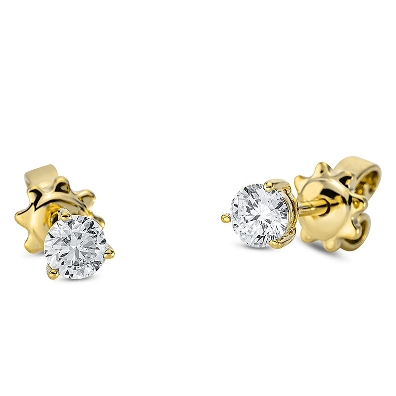 Ear studs 3 prongs 18 kt gold