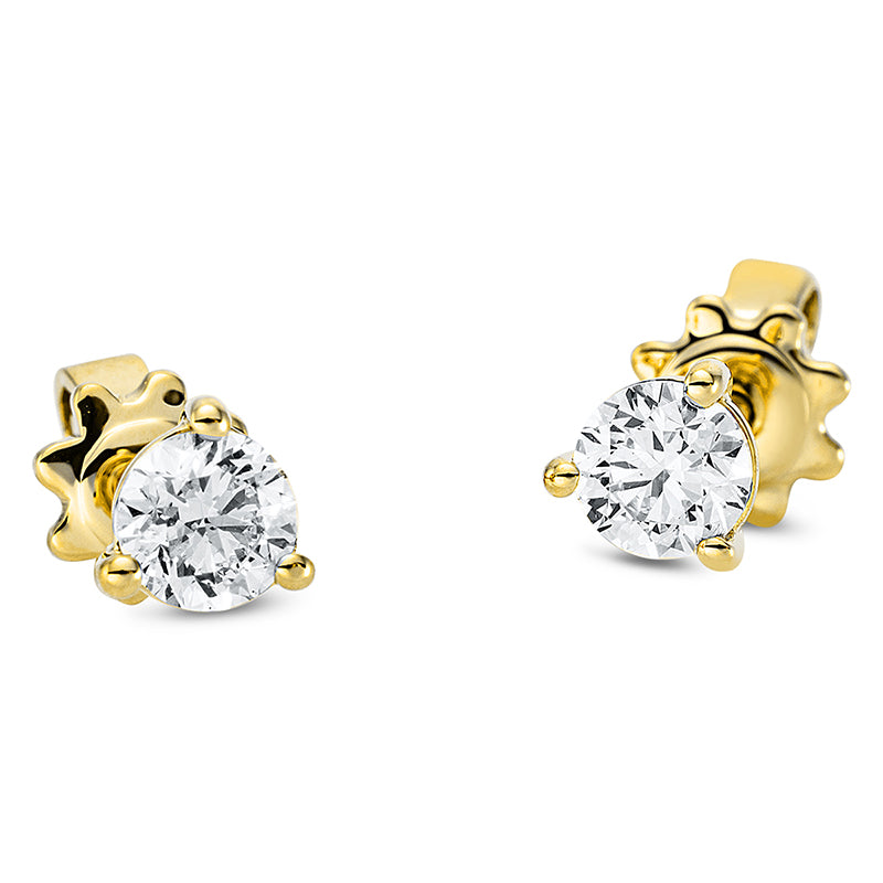 Ear studs 3 prongs 18 kt gold