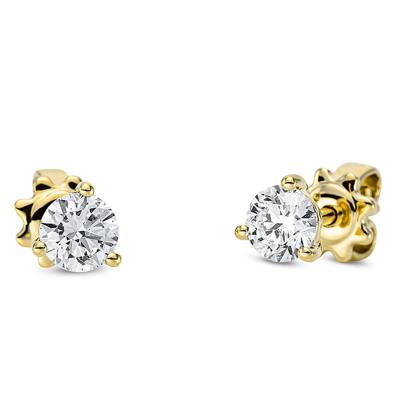 Ear studs 3 prongs 18 kt gold