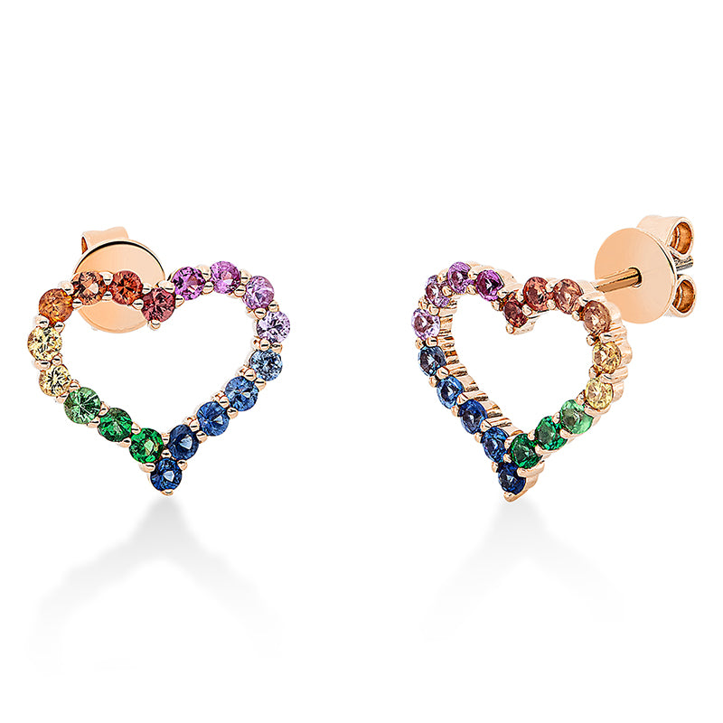 Ear studs 18 kt RG heart