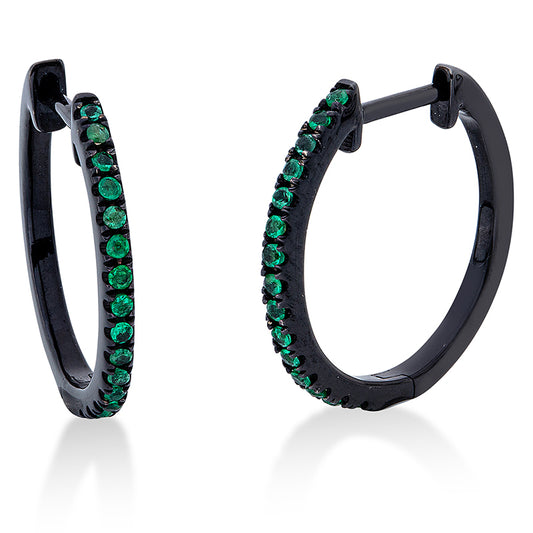 18kt WG hoop earrings, black rhodium plated