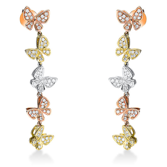 Earrings 18 kt WG+GG+RG butterfly