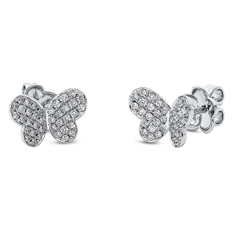 18kt WG butterfly stud earrings