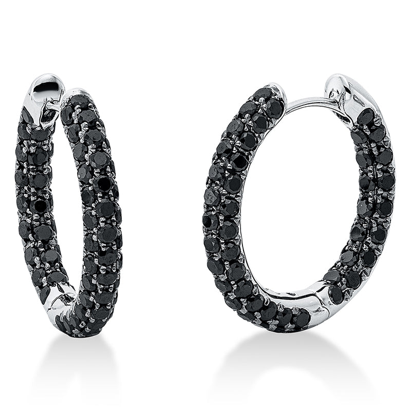 Hoop earrings 18 kt WG, partly black rhodium setting