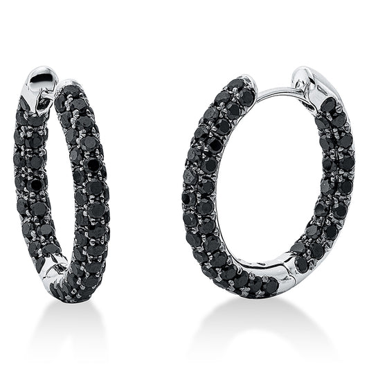 Hoop earrings 18 kt WG, partly black rhodium setting