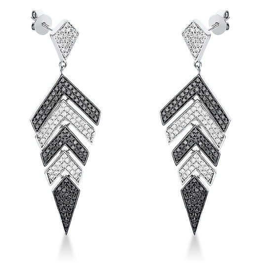 Earrings 18 kt WG, partly black rhodium-plated